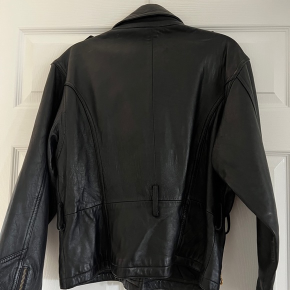 Black buttery soft leather jacket with gold hardware. - Picture 5 of 5